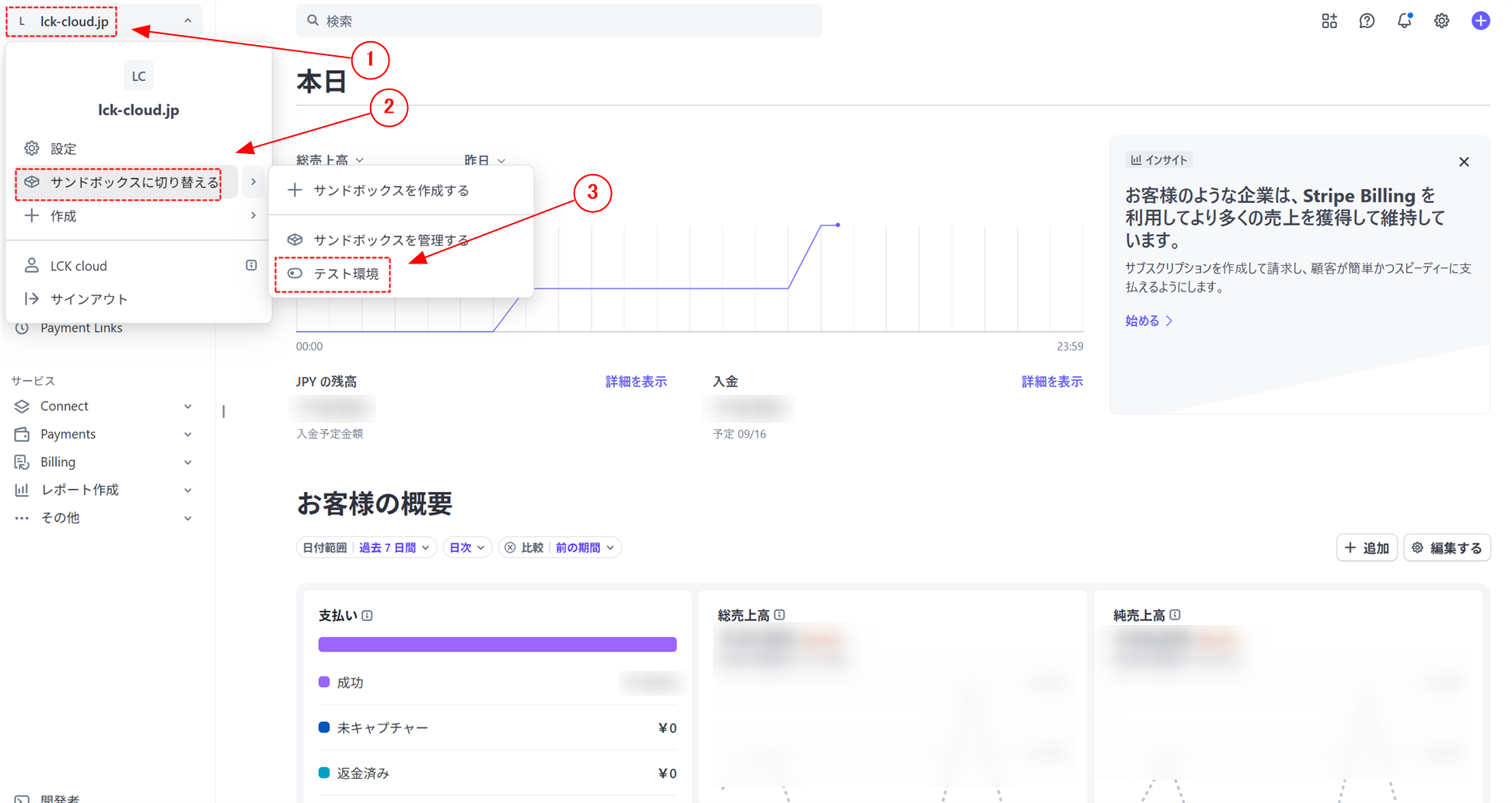 Stripeのテストモードと本番モードの切り替えについて「LCK cloud」